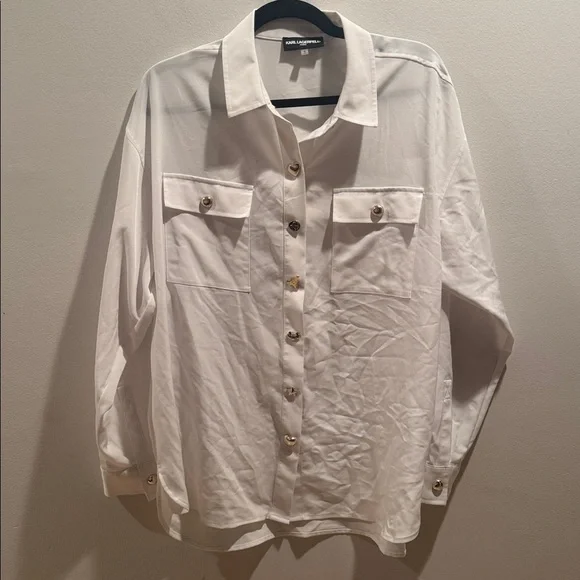 KARL LAGERFELD PARIS
Women's Signature-Button Blouse Large - Picture 2 of 7